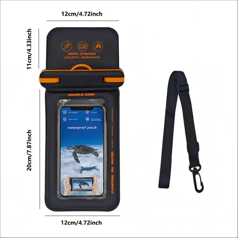 Pochette étanche flottante pour smartphone en situation d'utilisation