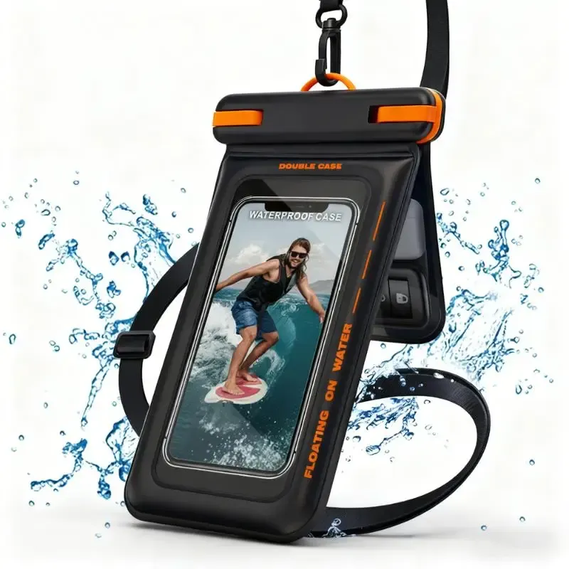 Étui étanche flottant à double compartiment avec cordon, pour iPhone 17 Pro Max, 16, 15, 14 et Samsung Galaxy S26, S25 8