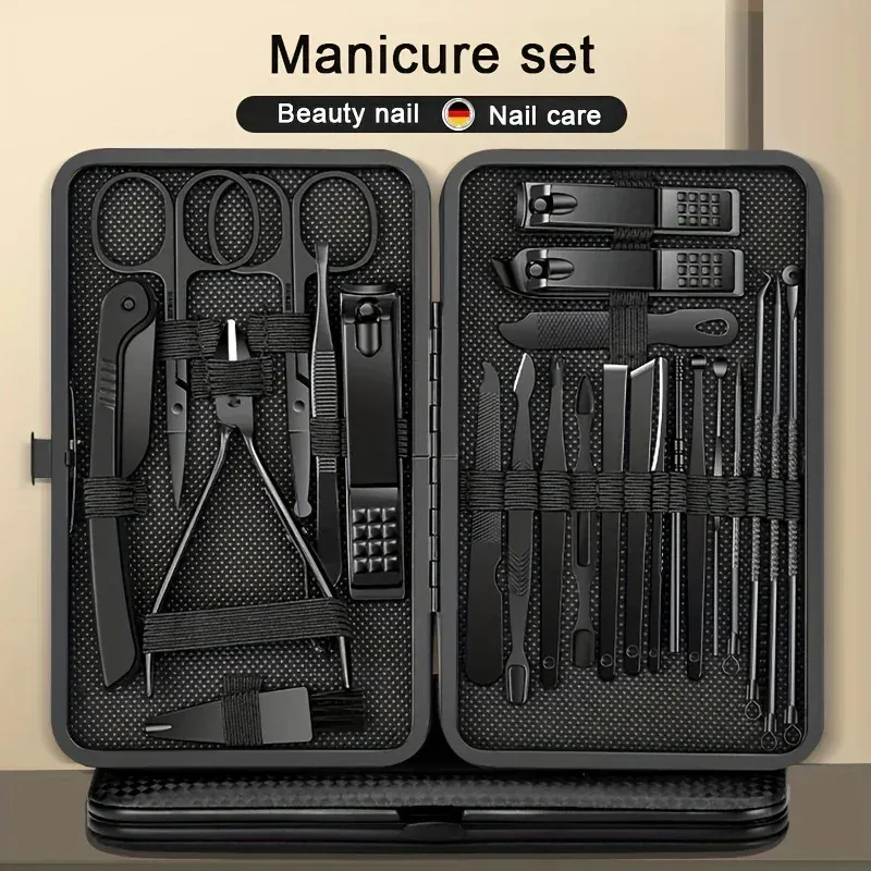 Ensemble de manucure et pédicure en acier inoxydable, coupe-ongles et ciseaux, 8 à 24 pièces