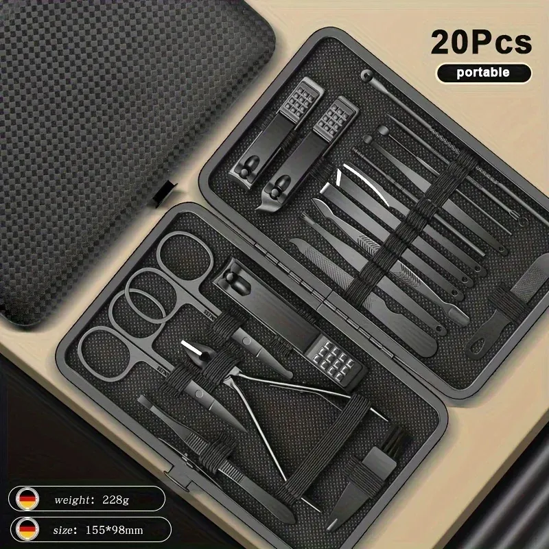 Ensemble de manucure et pédicure en acier inoxydable, coupe-ongles et ciseaux, 8 à 24 pièces 9