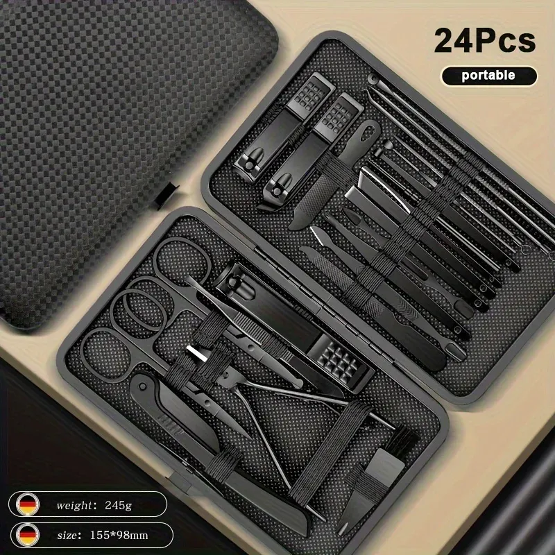 Ensemble de manucure et pédicure en acier inoxydable, coupe-ongles et ciseaux, 8 à 24 pièces 8