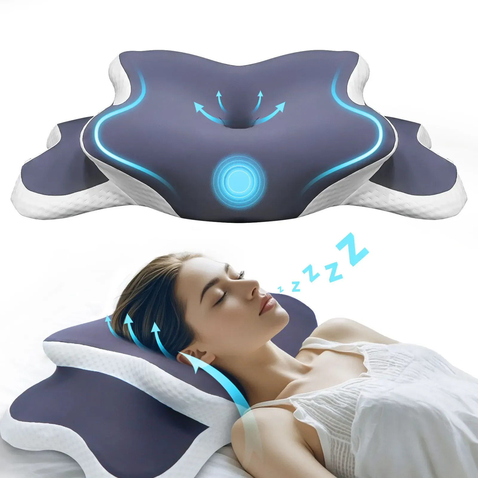 Oreiller cervical ergonomique en mousse à mémoire de forme