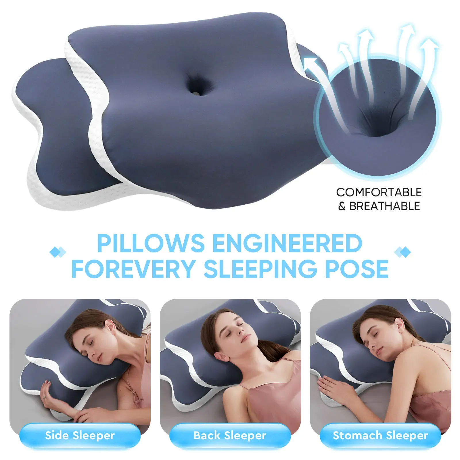 Oreiller cervical orthopédique pour le sommeil sur le dos