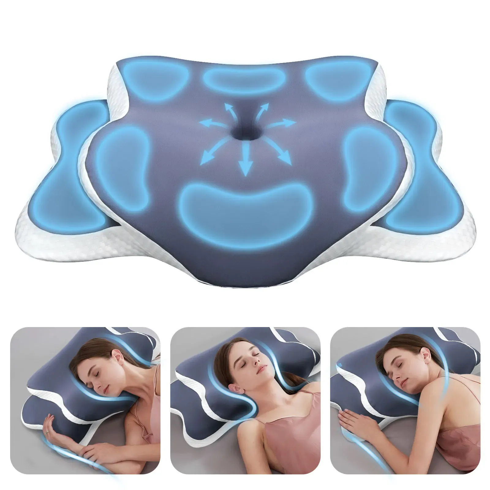 Détail de la forme ergonomique de l'oreiller cervical