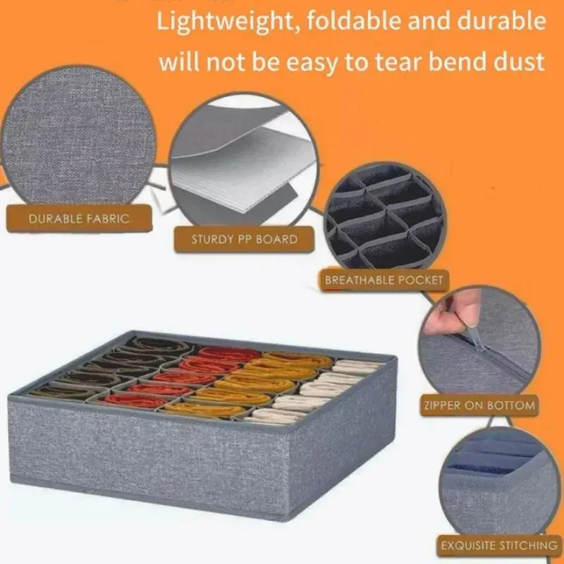 Organisateur de tiroir pour sous-vêtements, chaussettes et soutiens-gorge, boîte de rangement pour pantalons, cravates et vêtements, idéal pour armoire et garde-robe 3
