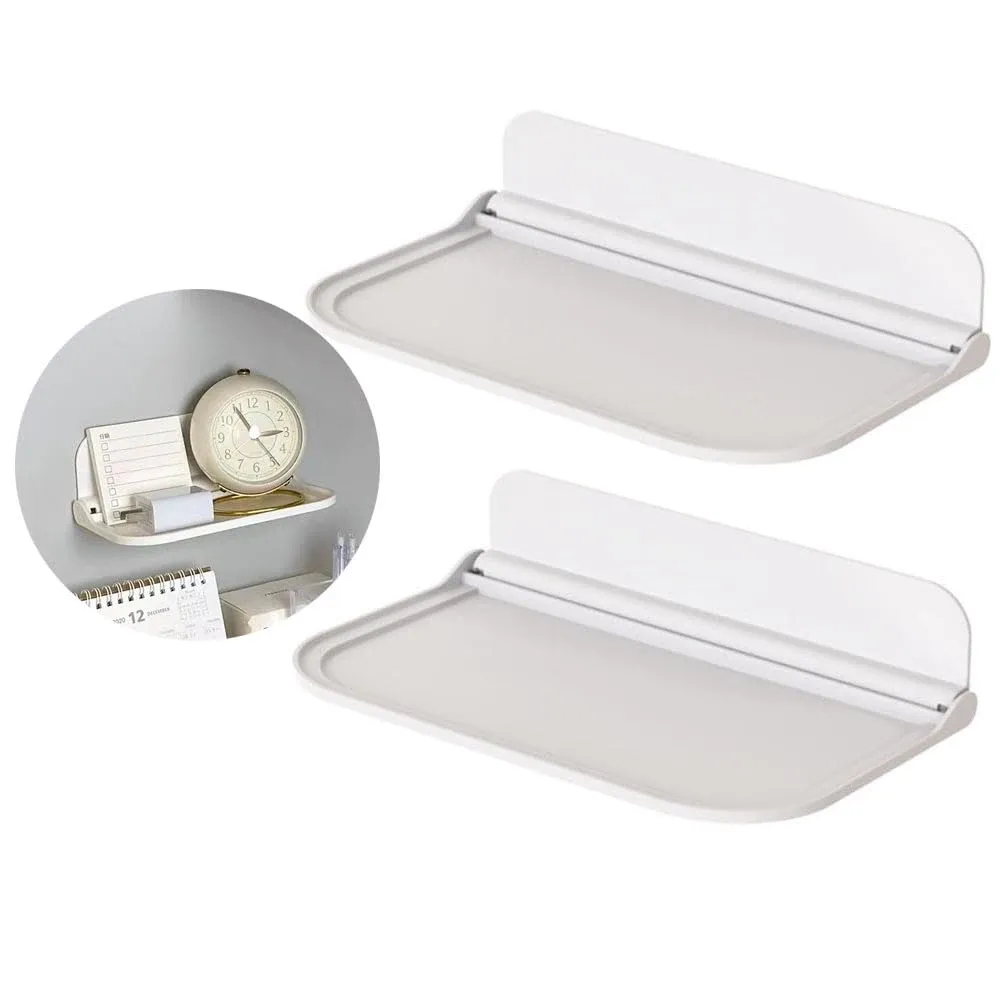 Étagère murale pliable sans perçage, gain de place – Rangement pour téléphone, routeur Wi-Fi et salle de bain 1