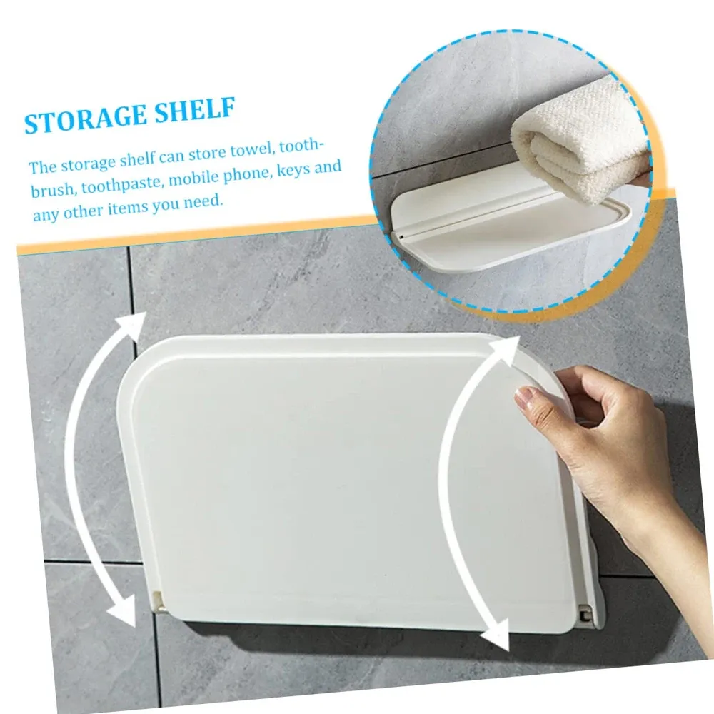 Étagère murale pliable sans perçage, gain de place – Rangement pour téléphone, routeur Wi-Fi et salle de bain 4