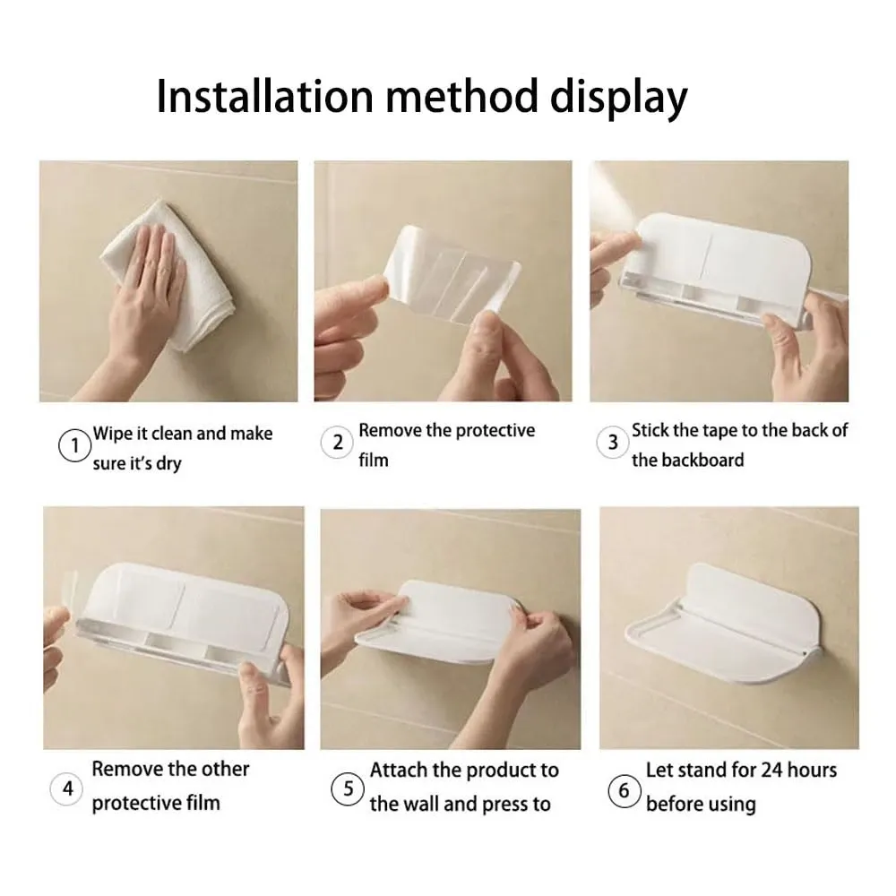 Étagère murale pliable sans perçage, gain de place – Rangement pour téléphone, routeur Wi-Fi et salle de bain 6
