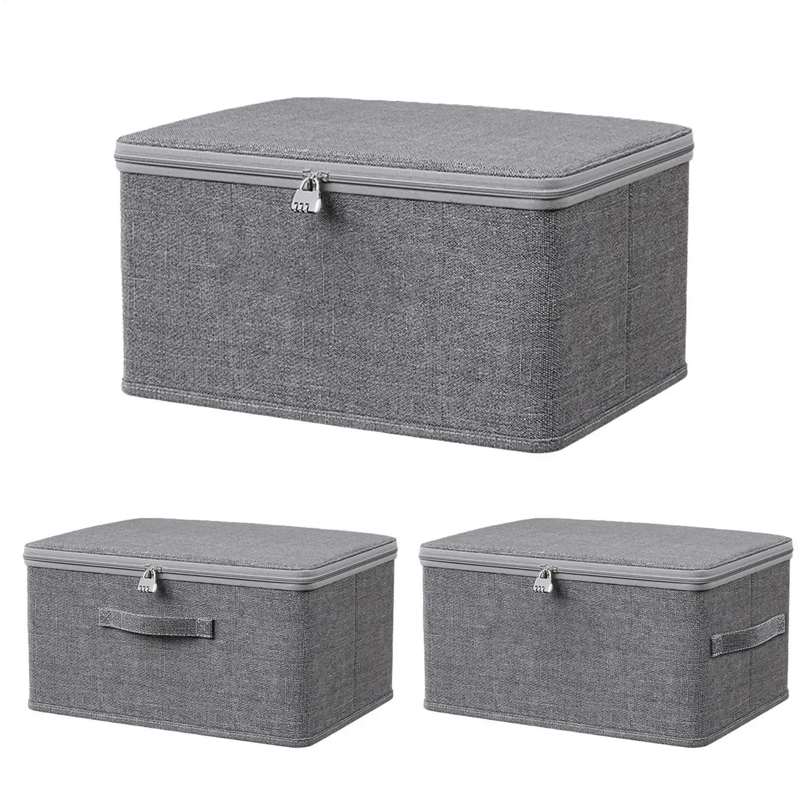 Grand bac de rangement verrouillable, empilable et lavable, avec poignée, pour étagères - Image 1