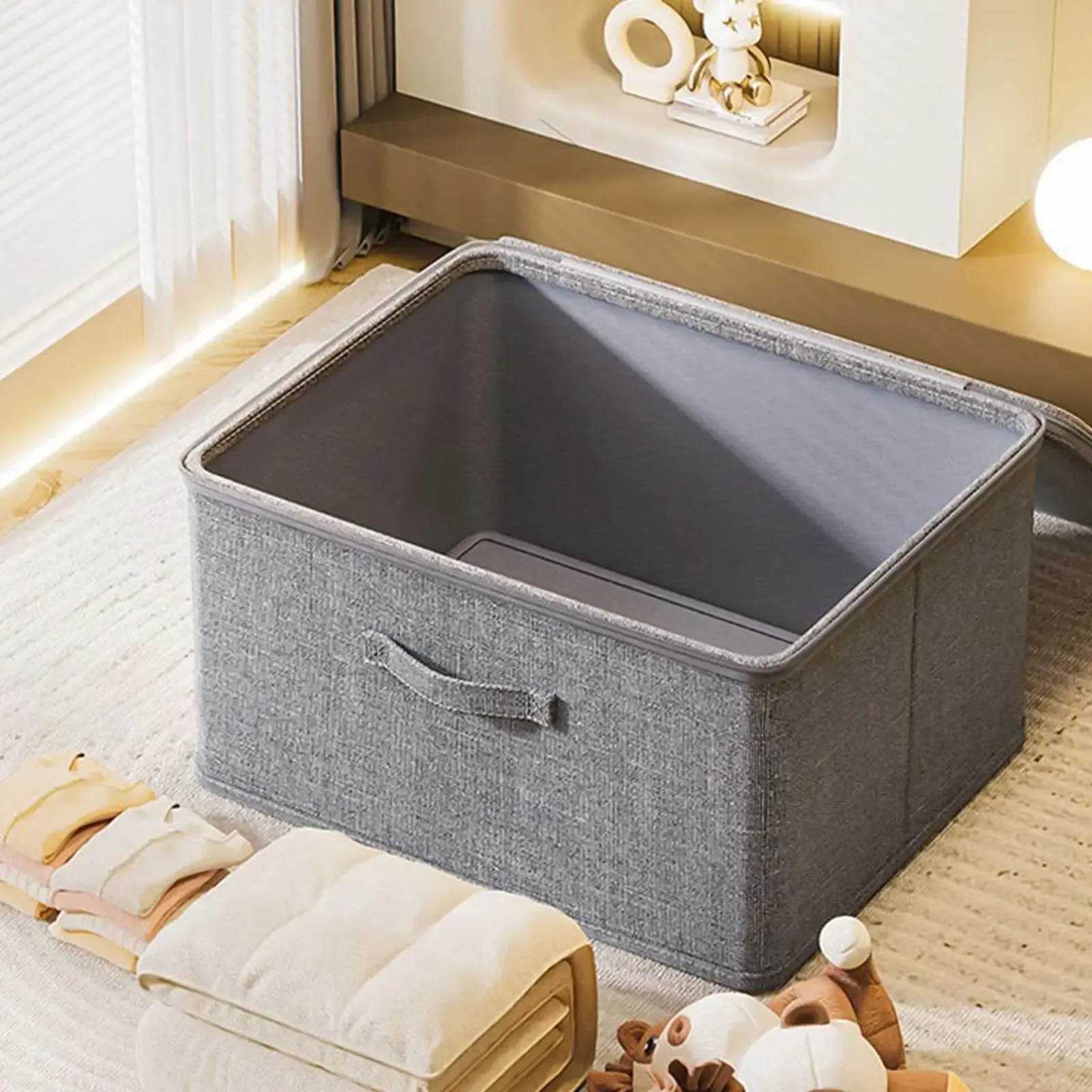 Grand bac de rangement verrouillable, empilable et lavable, avec poignée, pour étagères 3