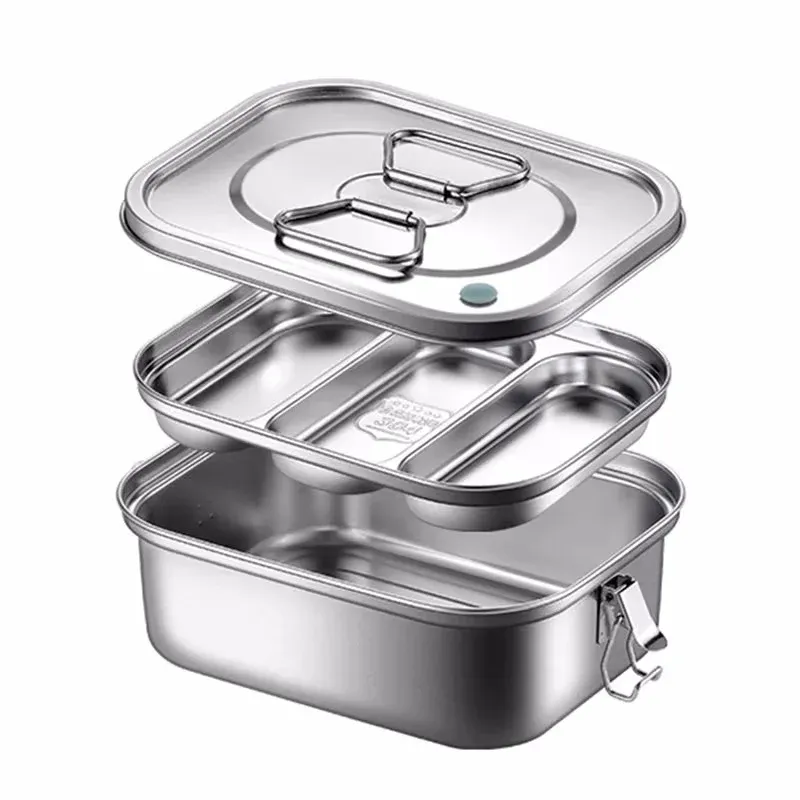 Boîte Bento en acier inoxydable 304 pour enfants et adultes, à double couche étanche et portable, isotherme pour pique-nique et conservation des aliments - Image 1