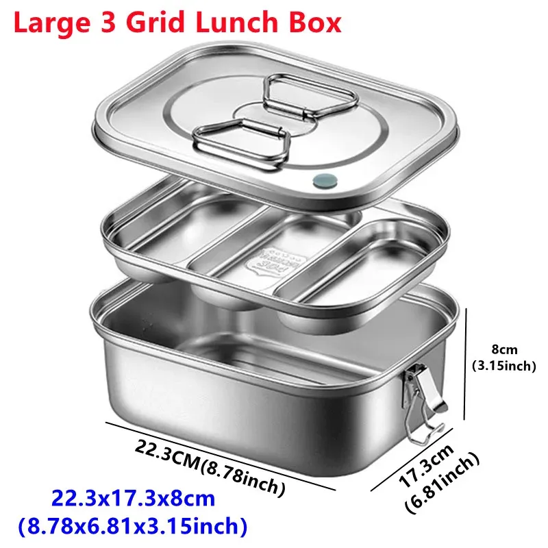 Boîte Bento en acier inoxydable 304 pour enfants et adultes, à double couche étanche et portable, isotherme pour pique-nique et conservation des aliments 2