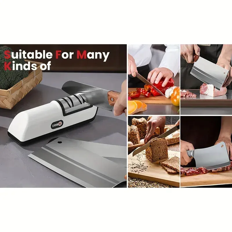 Aiguiseur électrique automatique pour couteaux de cuisine, multifonction, 4 vitesses 3