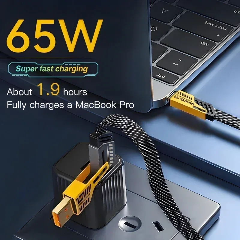 2 câbles de données 4 en 1 Mecha à charge rapide, cordon PD 27 W pour iPhone 15, Samsung, Xiaomi, 65 W USB Type-C, câble de charge multi-ports 2