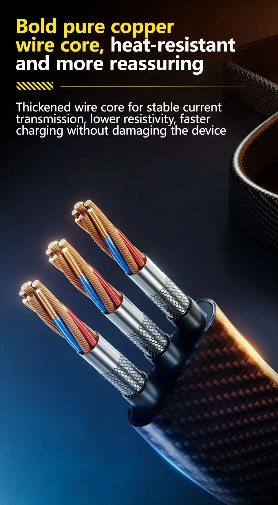 Câble de charge Mecha, vue rapprochée