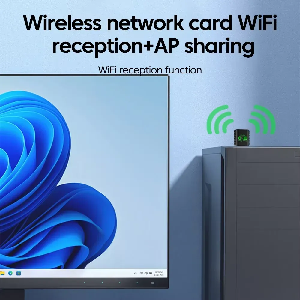 Adaptateur USB WiFi 900 Mbps Bluetooth 5.4 2 en 1, clé double bande 2,4 GHz / 5 GHz, WiFi 6, récepteur réseau sans fil, pilote gratuit 4