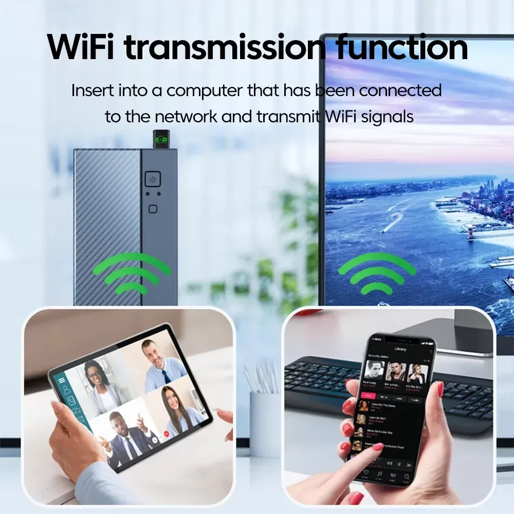 Adaptateur USB WiFi 900 Mbps Bluetooth 5.4 2 en 1, clé double bande 2,4 GHz / 5 GHz, WiFi 6, récepteur réseau sans fil, pilote gratuit 5