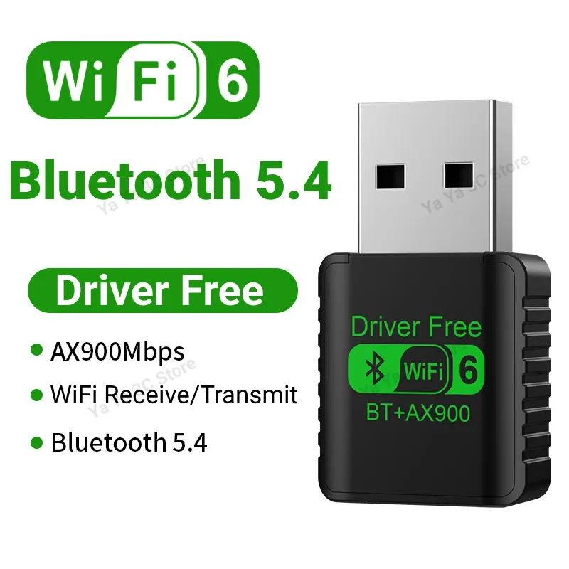 Adaptateur USB WiFi 900 Mbps Bluetooth 5.4 2 en 1, clé double bande 2,4 GHz / 5 GHz, WiFi 6, récepteur réseau sans fil, pilote gratuit 8