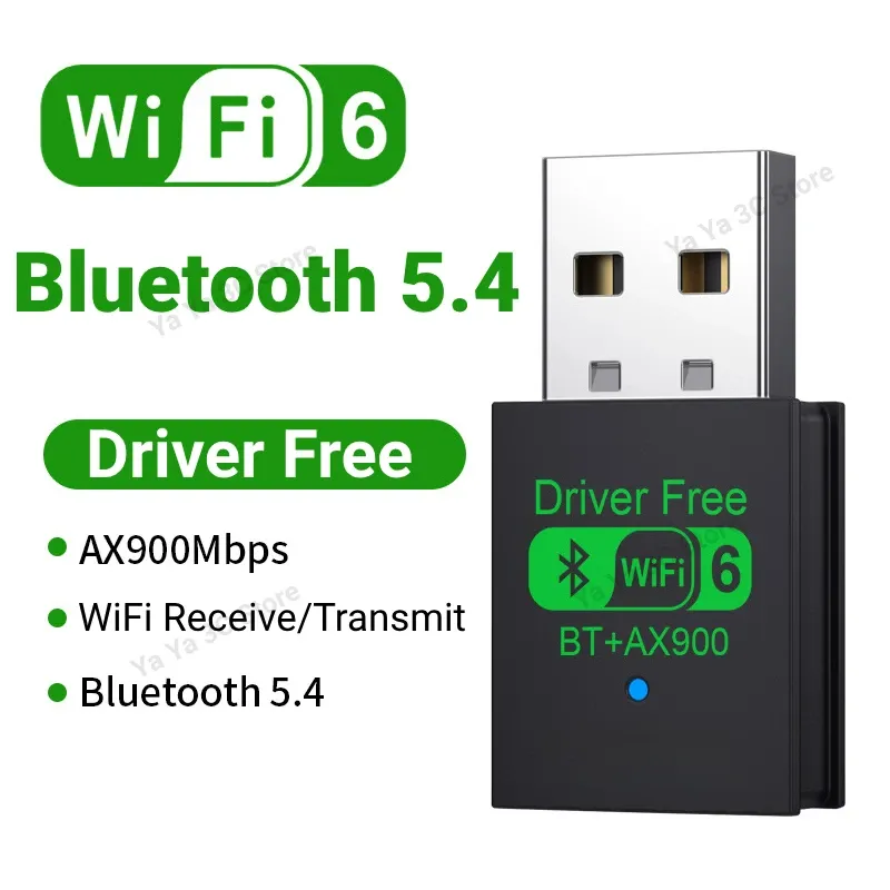 Adaptateur USB WiFi 900 Mbps Bluetooth 5.4 2 en 1, clé double bande 2,4 GHz / 5 GHz, WiFi 6, récepteur réseau sans fil, pilote gratuit 7
