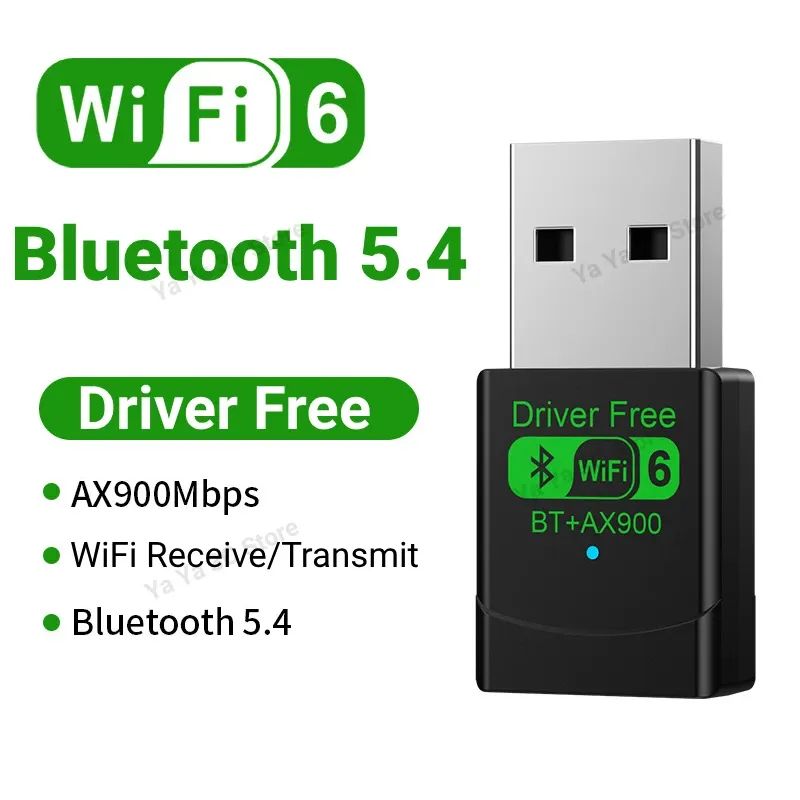 Adaptateur USB WiFi 900 Mbps Bluetooth 5.4 2 en 1, clé double bande 2,4 GHz / 5 GHz, WiFi 6, récepteur réseau sans fil, pilote gratuit 10