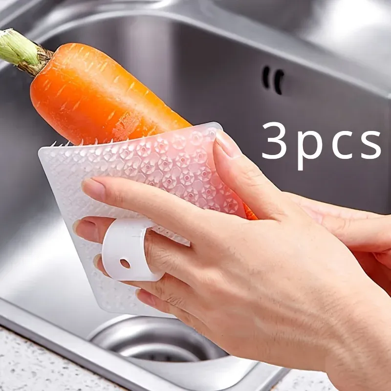 Brosse multi-usages pour légumes et fruits, accessoire de cuisine réutilisable - Lot de 3 8
