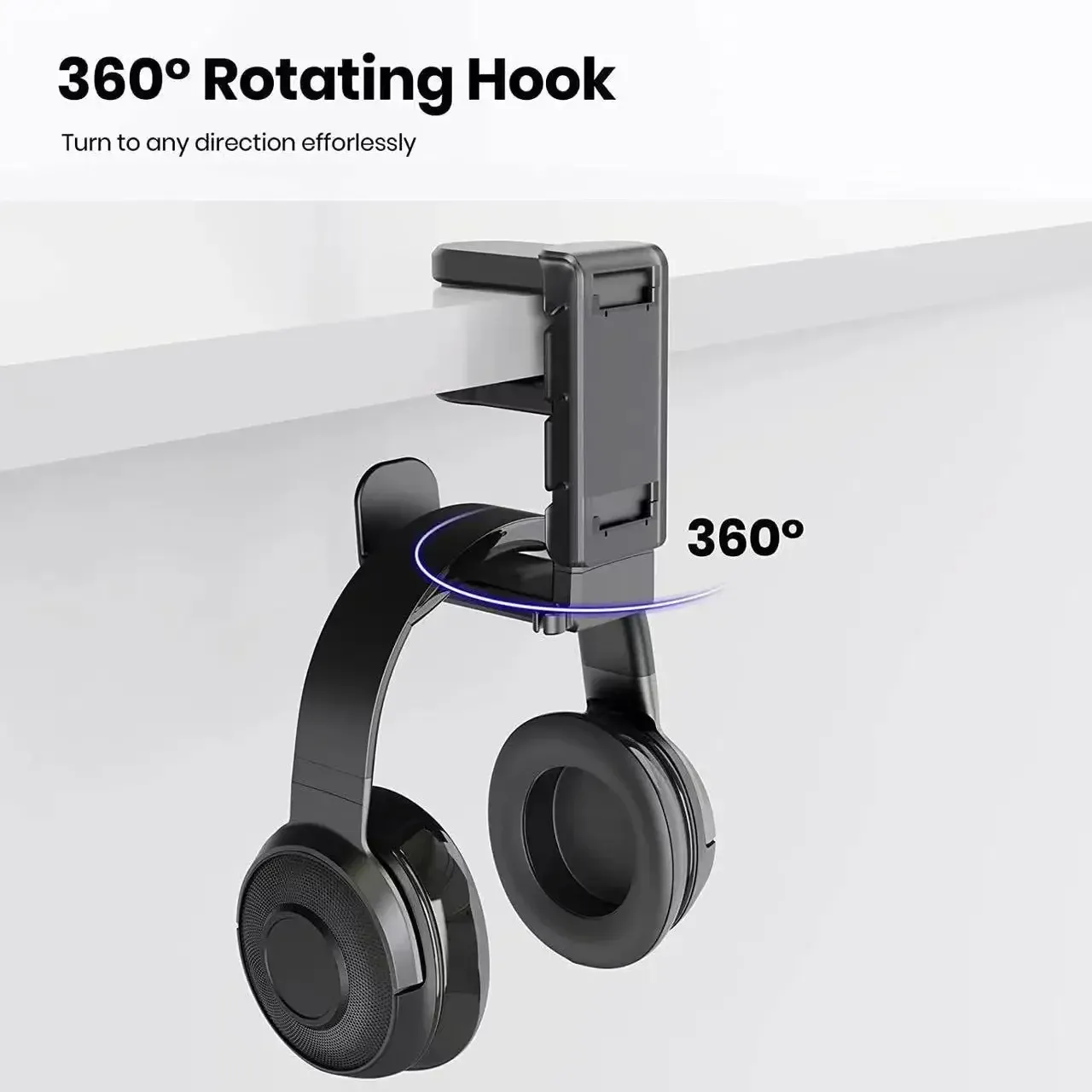 Support de casque en situation sur un bureau