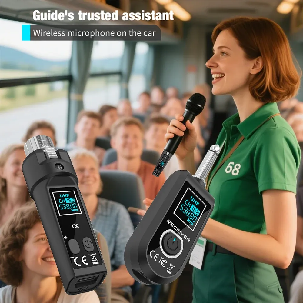 Système de microphone sans fil 2,4 GHz avec émetteur-récepteur et adaptateur XLR pour microphone dynamique 3