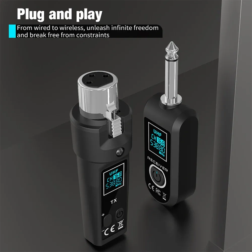 Système de microphone sans fil 2,4 GHz avec émetteur-récepteur et adaptateur XLR pour microphone dynamique 5