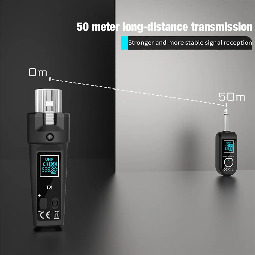 Système de microphone sans fil 2,4 GHz avec émetteur-récepteur et adaptateur XLR pour microphone dynamique 6