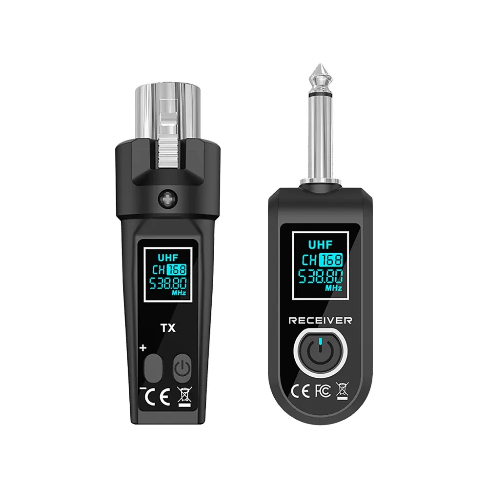 Système de microphone sans fil 2,4 GHz avec émetteur-récepteur et adaptateur XLR pour microphone dynamique 7