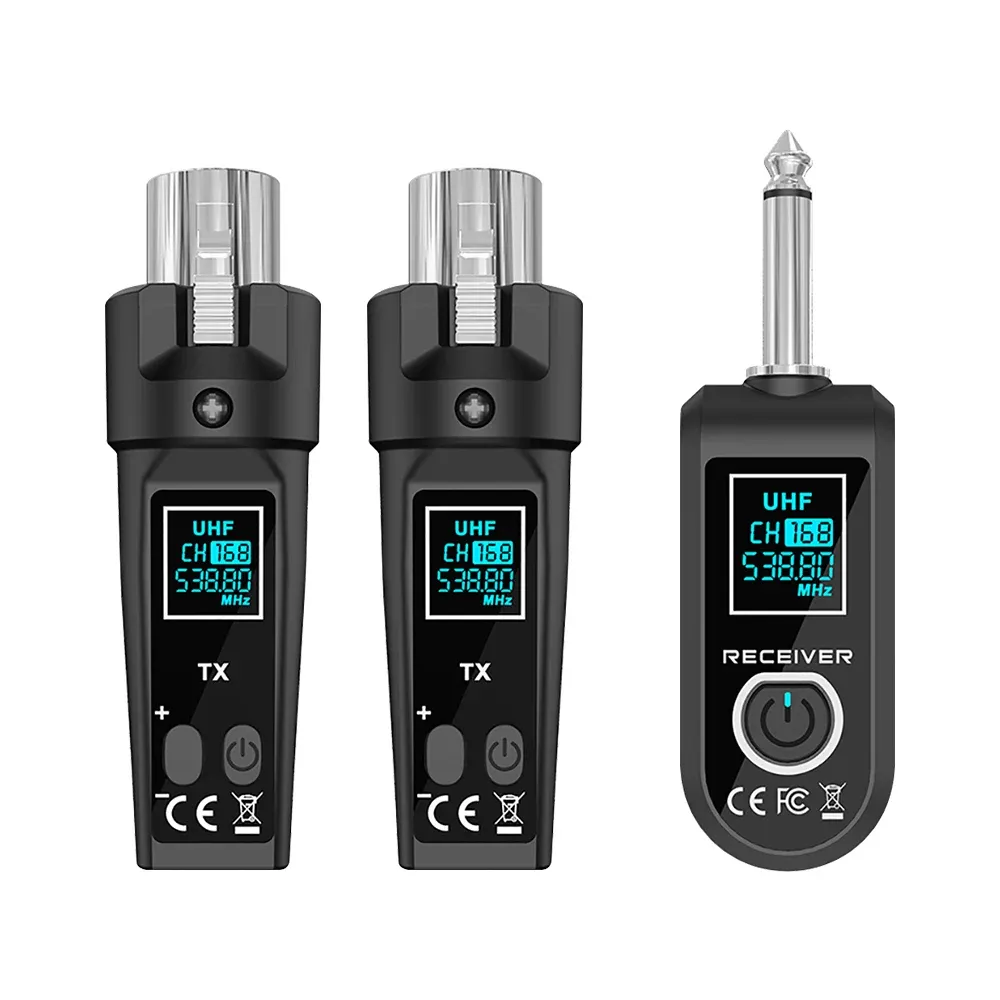 Système de microphone sans fil 2,4 GHz avec émetteur-récepteur et adaptateur XLR pour microphone dynamique 8