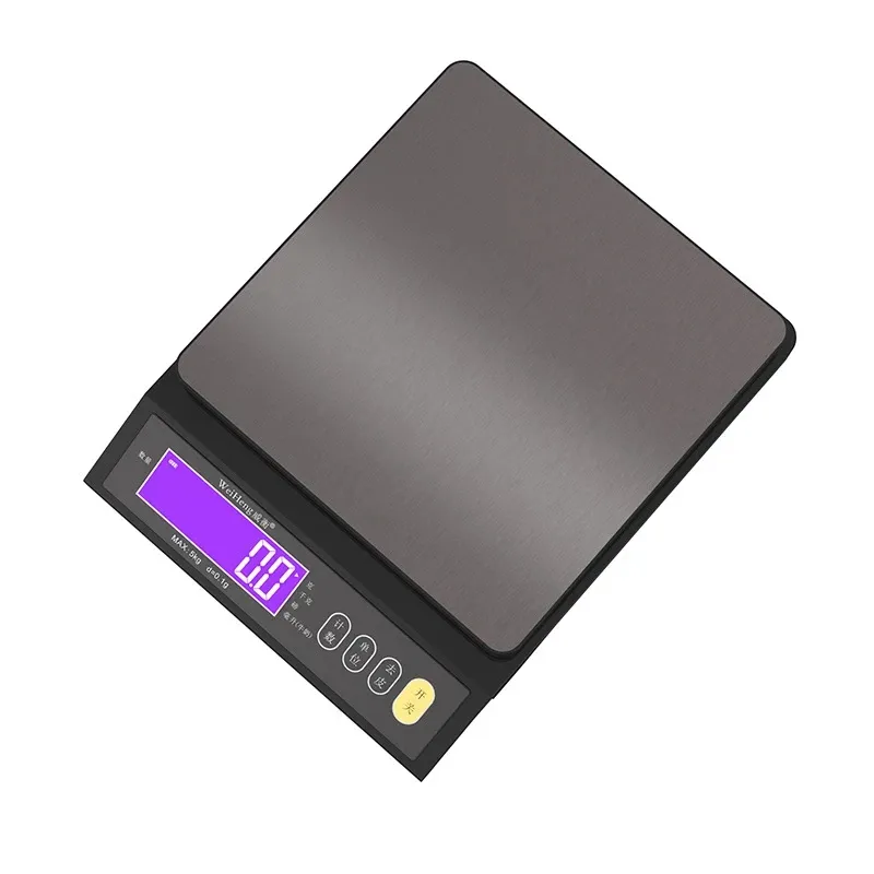 Balance de cuisine électronique numérique 5 kg/0,1 g – 10 kg/1 g, écran LCD, entièrement étanche, plateau en acier inoxydable, outil de cuisson 6