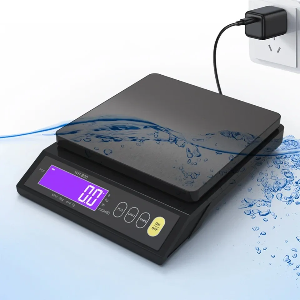 Balance de cuisine électronique en acier inoxydable, vue d'ensemble