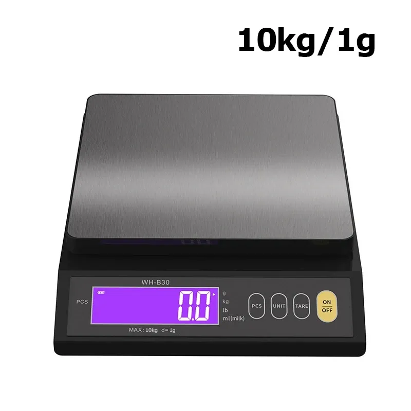 Balance de cuisine électronique numérique 5 kg/0,1 g – 10 kg/1 g, écran LCD, entièrement étanche, plateau en acier inoxydable, outil de cuisson 8