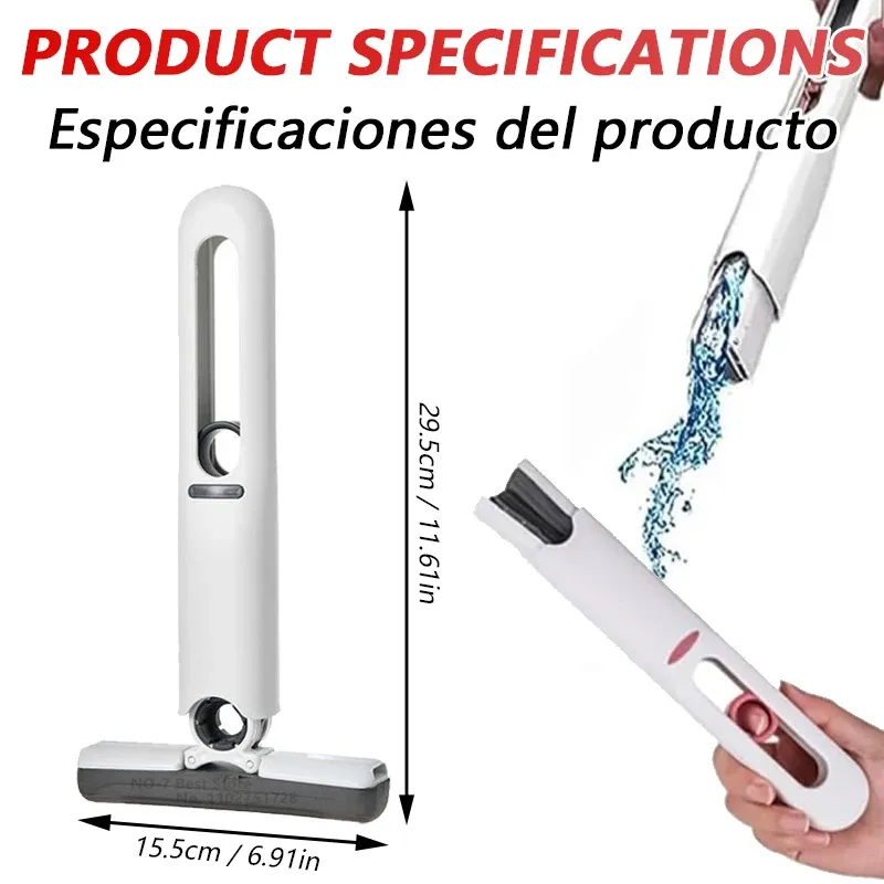 Serpillière auto-essoreuse mini iLMH, outil de nettoyage domestique pliable et puissant, sans lavage à la main, très absorbante, pour salle de bain, cuisine et bureau 2