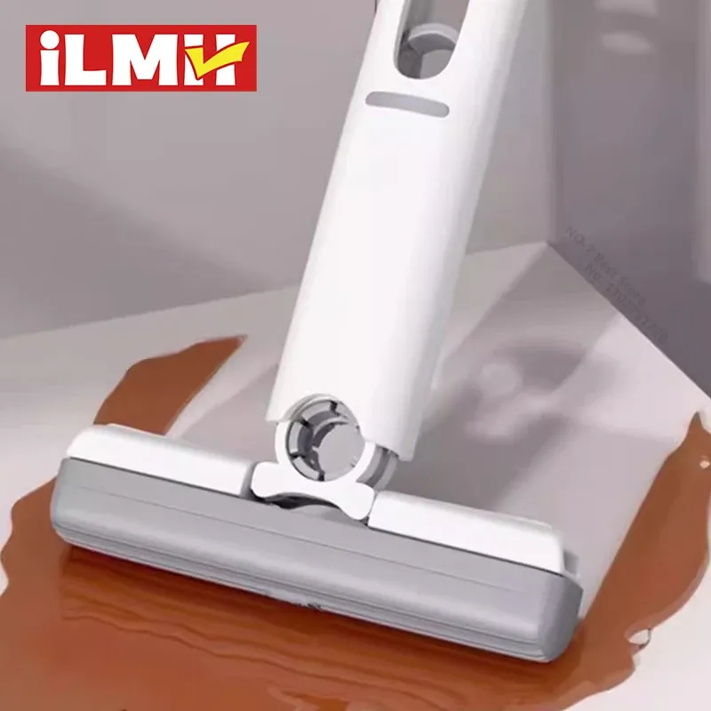 Serpillière auto-essoreuse mini iLMH, outil de nettoyage domestique pliable et puissant, sans lavage à la main, très absorbante, pour salle de bain, cuisine et bureau - Image 1