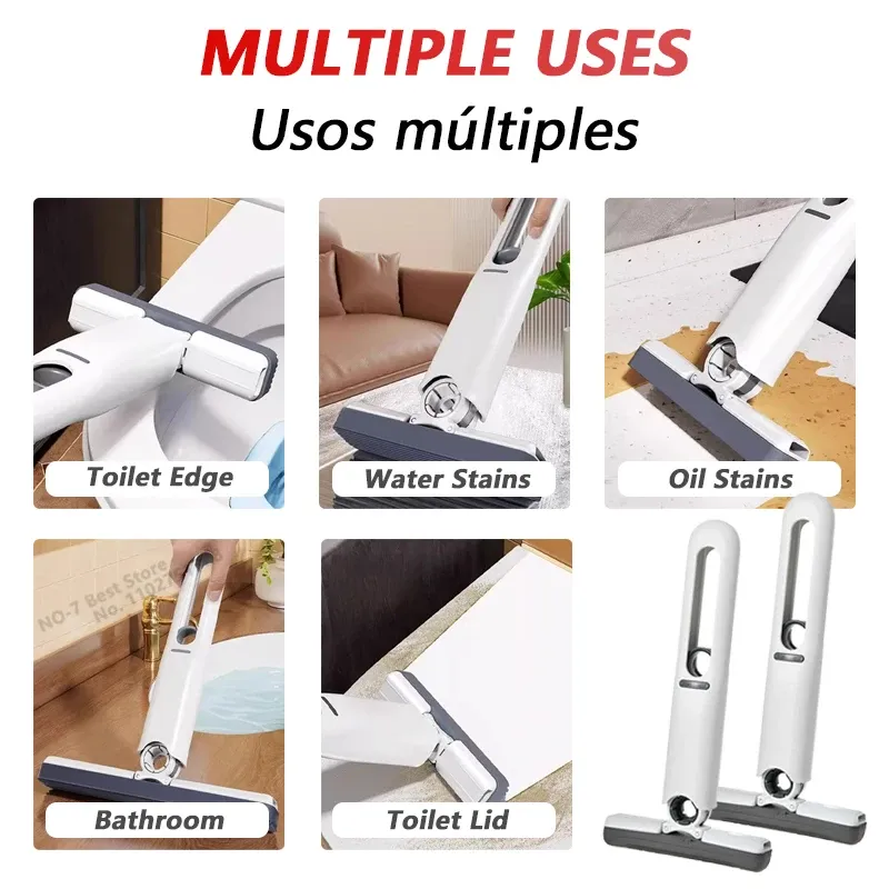 Serpillière auto-essoreuse mini iLMH, outil de nettoyage domestique pliable et puissant, sans lavage à la main, très absorbante, pour salle de bain, cuisine et bureau 6