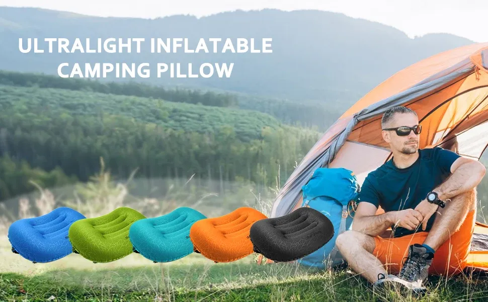 Oreiller de camping en situation d'utilisation