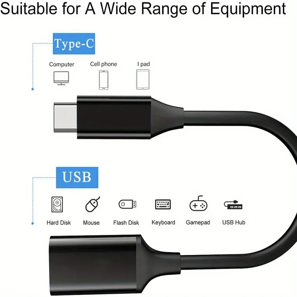 Adaptateur USB-C OTG, convertisseur Type-C mâle vers USB 3.0 femelle, adaptateur USB vers Type-C compatible smartphones et tablettes 4