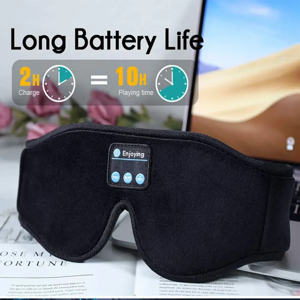Casque de sommeil Bluetooth 3D avec haut-parleurs HD intégrés et masque pour les yeux, lecture de musique 4