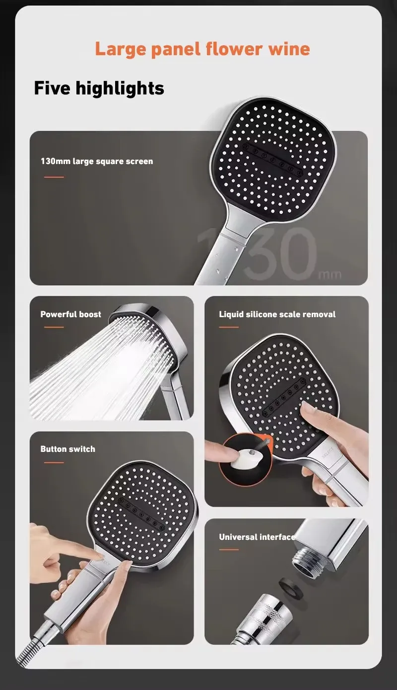 Pommeau de douche, détails de la pulvérisation