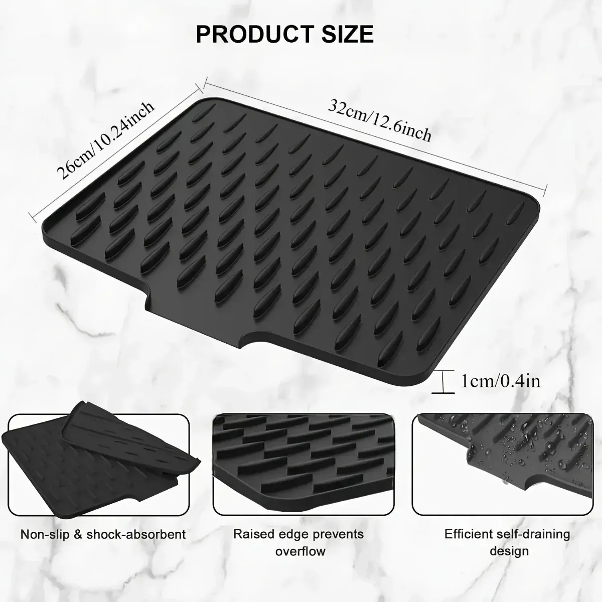 Tapis de cuisine en silicone, finition et détails