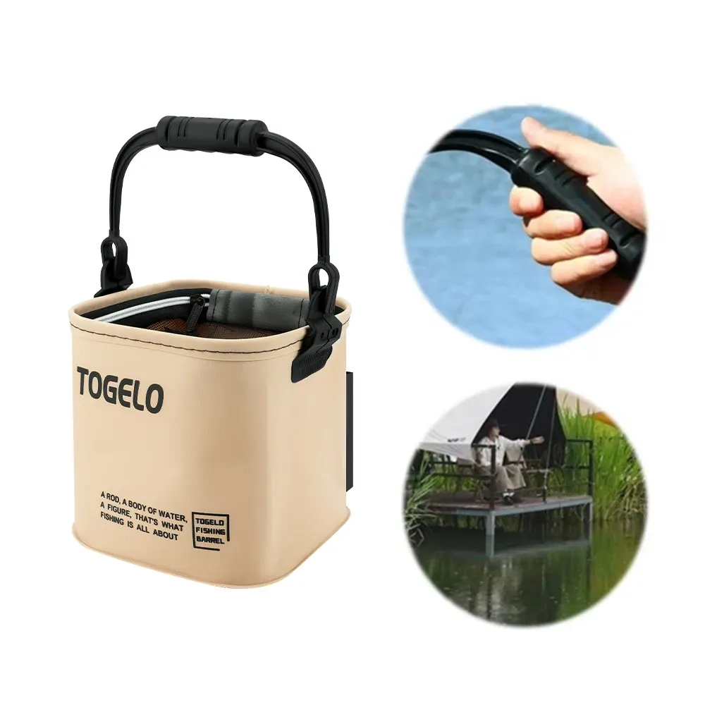 Seau de pêche pliable multifonction 8 L / 13 L à poignée ergonomique et étanche - Image 1