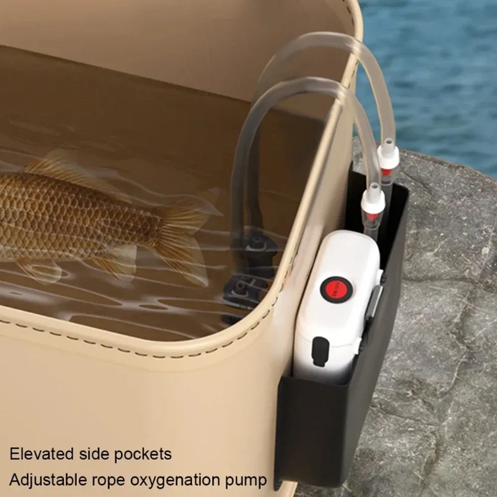 Seau de pêche pliable multifonction 8 L / 13 L à poignée ergonomique et étanche 3