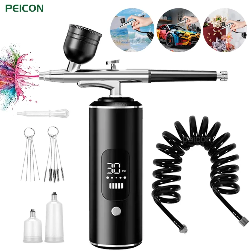 Aérographe portable avec compresseur, mini aérographe rechargeable USB pour la peinture et l'artisanat - Image 1