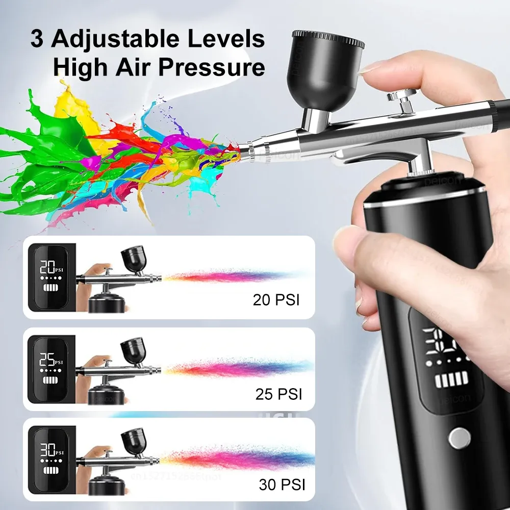 Aérographe portable avec compresseur, mini aérographe rechargeable USB pour la peinture et l'artisanat 3