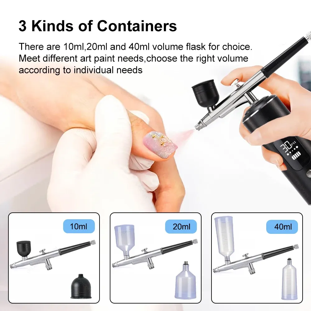 Aérographe portable avec compresseur, mini aérographe rechargeable USB pour la peinture et l'artisanat 6