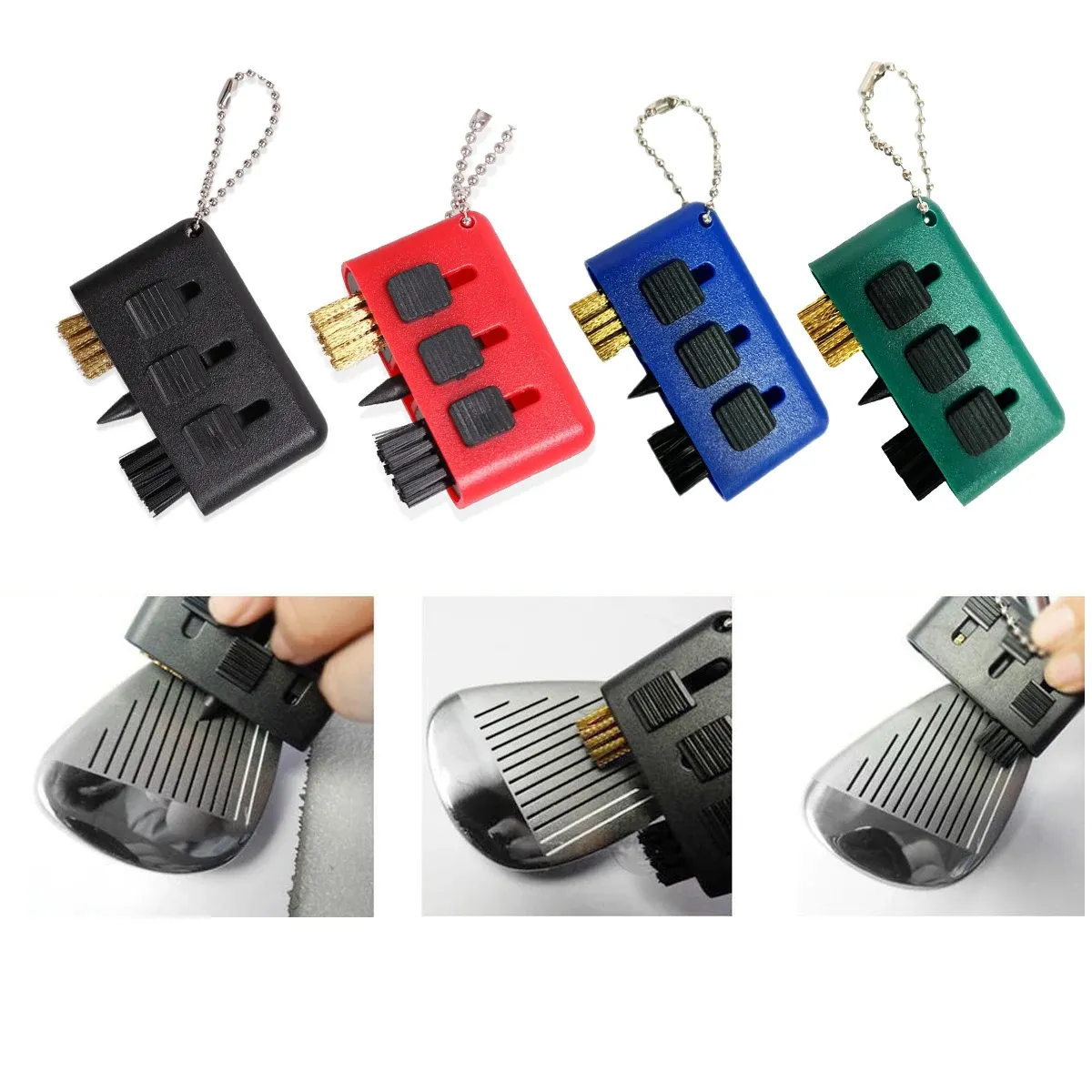 Brosse de nettoyage 3 en 1 pour clubs de golf, accessoire d'entraînement avec poche portable multifonctionnelle et rainure de balle compensée, nettoyant pour putter - Image 1