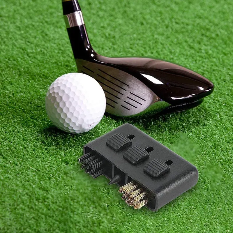 Brosse de nettoyage 3 en 1 pour clubs de golf, accessoire d'entraînement avec poche portable multifonctionnelle et rainure de balle compensée, nettoyant pour putter 6