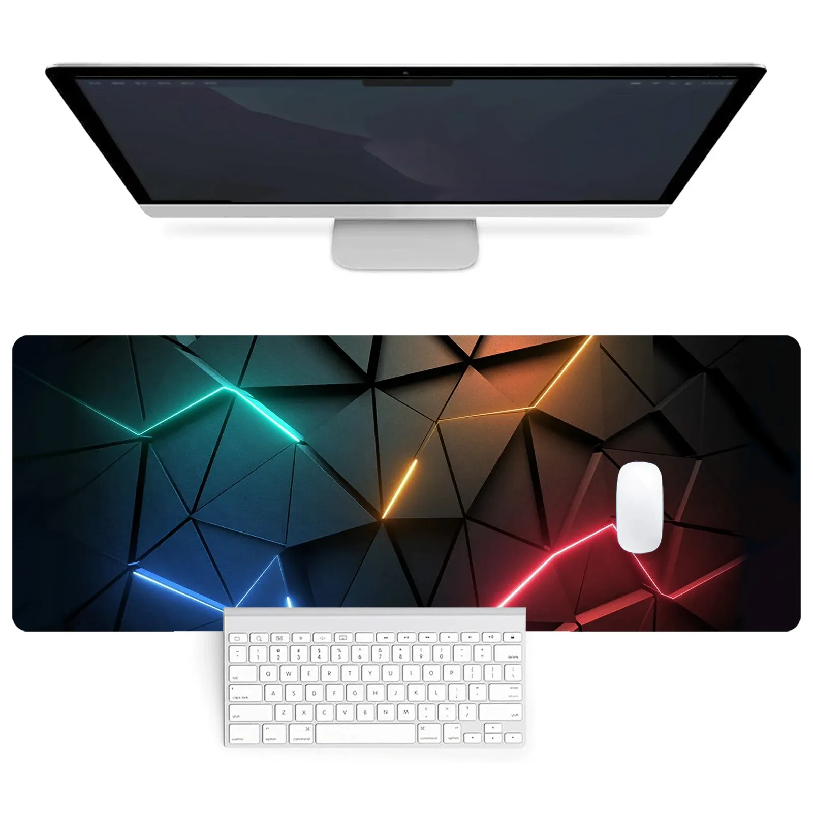 Tapis de souris étendu 80 x 30 cm pour clavier, base antidérapante et bords cousus 1
